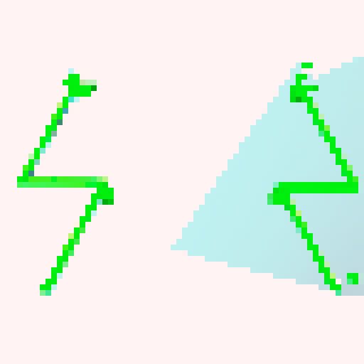 mirror, green line (pump), pixel art, sRGB, reflection, vibrant colors, symmetrical composition, retro gaming aesthetic, neon lights, abstract patterns, sharp edges, jagged lines, low resolution, glowing effect, futuristic elements, geometric shapes, 8-bit graphics, electric blue, vibrant green, contrasting colors, digital artwork