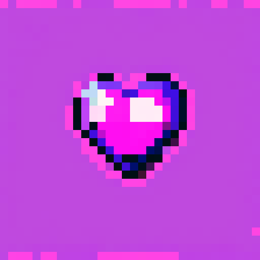 purple gem heart on pink background