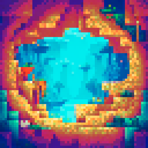 minecraft-themed, underwater, cave dungeon, gray, blue, green colors, sRGB, pixel art, background, landscape