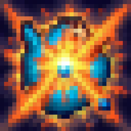 Elemental blast, blue and orange colors, volcanic bolt of energy
