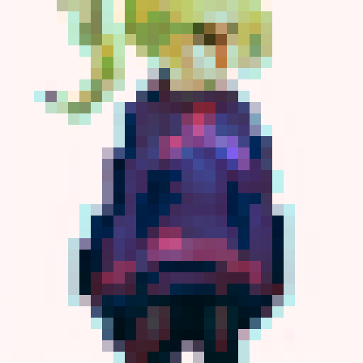 Warrior woman with blonde hair wearing a blue dress.