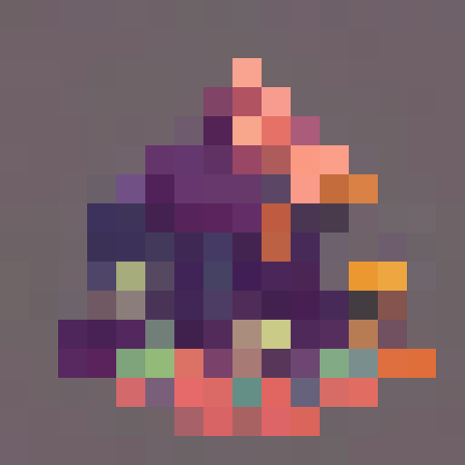 16-bit pixel art depicting a brave explorer trekking through a desolate extraterrestrial landscape, featuring sharp triangular rocks and sweeping curves, set against a background of muted magenta and gold tones, all rendered in the style of Evangelion, Roblox, artgerm, rossdraws, Studio Ghibli, and Pixar, with a bird's-eye view showcasing the vast, empty terrain formed from basic geometric shapes, creating a museum-quality masterpiece in the classic 16x16 pixel portrait style.