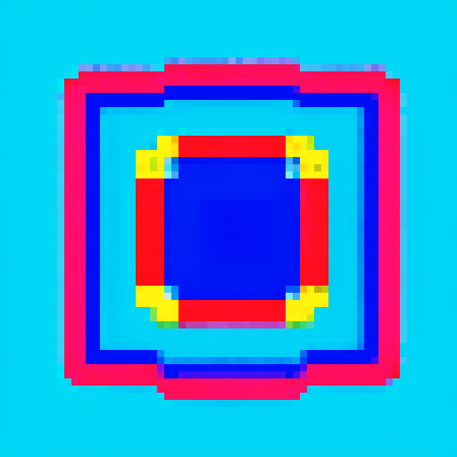 rectangular blueberry-made art frame, space portal inside, cute pixel art, vibrant colors, nostalgic feel
