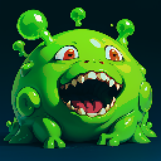 hungry slime, gelatinous slime, slime monster, mouth open, hungry
