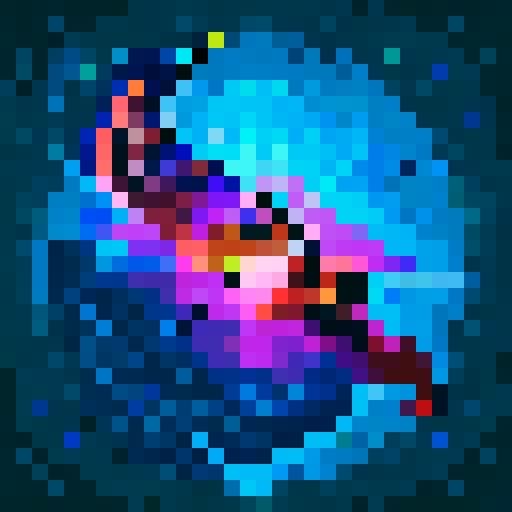 execute, game skill icon, 32x32 pixel art, sRGB, skill art, close up, portrait, intense gaze, vibrant colors, dynamic pose, glowing energy, sharp lines