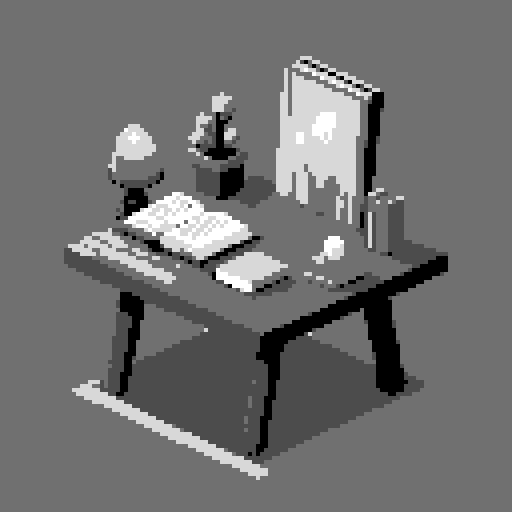 book with vibrant colors, sitting atop a wooden table, surrounded by pixel art decorations, emitting a warm glow in the sRGB color space