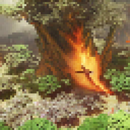 Dragon soaring over a lush forest, casting a fiery breath that illuminates the enchanted trees, while a group of heroes in anime-style armor stand ready to face the beast in a final showdown.