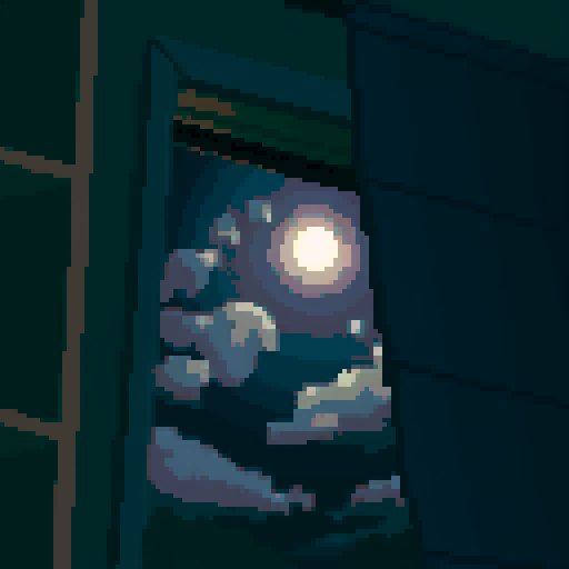 Looking at the window from the moon at night