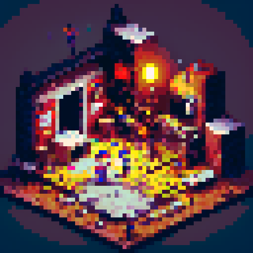 top down rpg character spritesheet, rebellious character with spiky red hair, torn black leather jacket covered in band patches, holding a spray paint can, surrounded by vibrant graffiti on brick walls, against a backdrop of lockers covered in stickers, pixel art