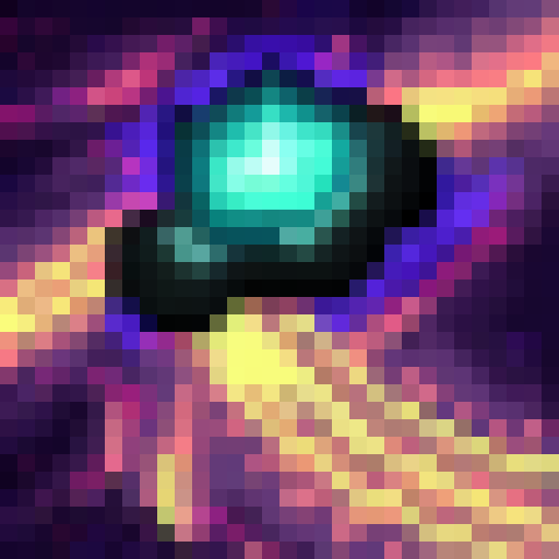 Warlock conjuring void bolts amidst a stormy sky, with pixelated lightning illuminating their silhouette in a 32x32 skill art style.