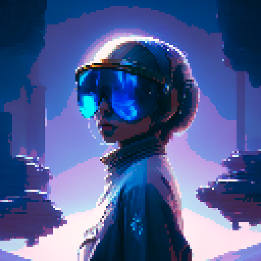 sunglasses with blue mirror lenses, pixel art
