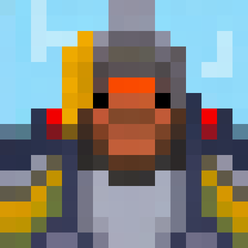 A valiant paladin, clad in shining armor, stands stoically against a pixelated backdrop of a medieval castle, holding a gleaming sword and radiating a warm aura in his 16x16 pixel portrait.