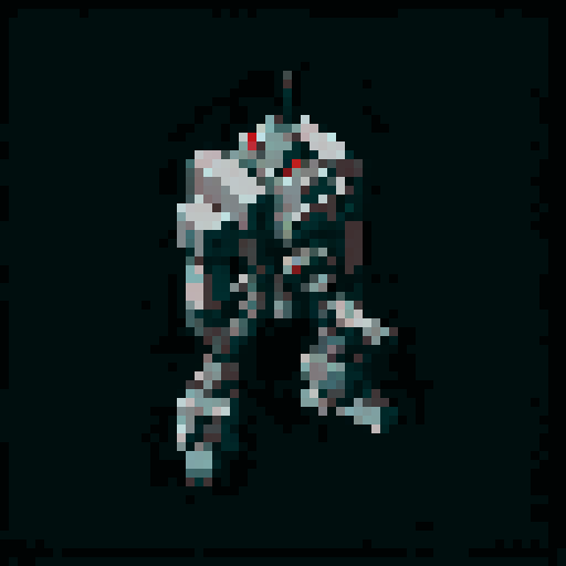isometric grey berserker mech, assault cannon-wielding, missile on back, white background