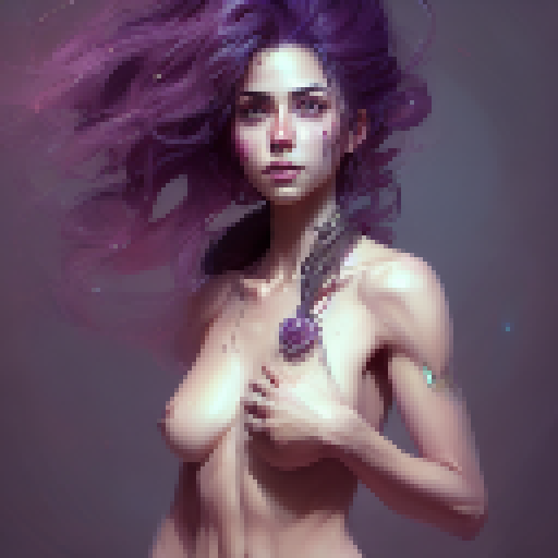 Create a stunning, full-body illustration of a beautiful, long-haired female with a nude body, featuring vivid colors and a fantasy RPG style.
