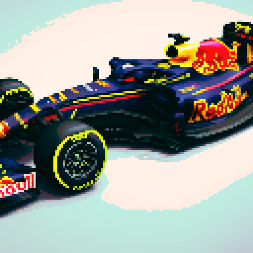 Red bull formula 1 car, pixelated, sRGB