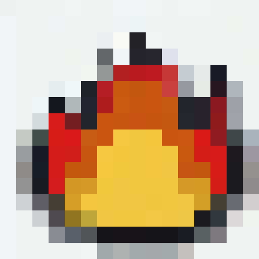 flame emoji, pixelated 16x16 game icon, close up, vibrant colors, dynamic motion lines, glowing and flickering, intense heat, fiery essence, sharp edges, intricate detailing, portrait