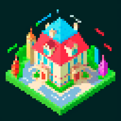 mortgage monte carlo simulator, pixel art, sRGB, colorful, vibrant, graphical, financial data, probability distribution, house icon, animated, looping, dynamic, interactive, user-friendly, intuitive, visually appealing, charts, graphs, numbers, simulation results, risk analysis, loan options, interest rates, affordability, real estate market, economic trends