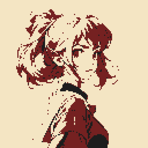 cute character with light hair, dark hair tips in pixel art style, sRGB