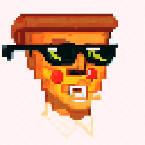 pizza slices with different traits (glasses, body, mouth, eyes, border, background)