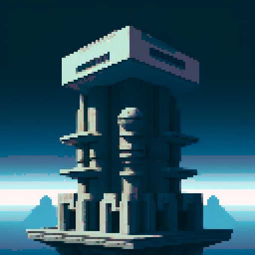 floating space station, bureaucratic building, stone, brutalism, solid color background, evil dark, sci-fi RPG
