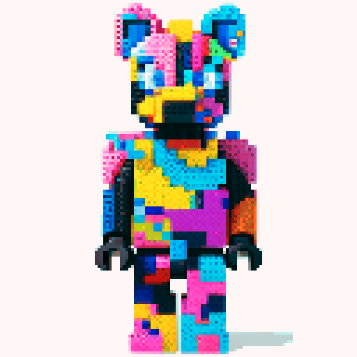 colorful pixel lego blocks arranged in a playful, vibrant composition, showcasing the intricate details and vibrant colors of pixel art in the sRGB color space
