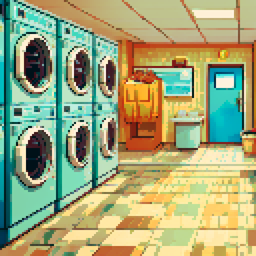 A laundry mat interior