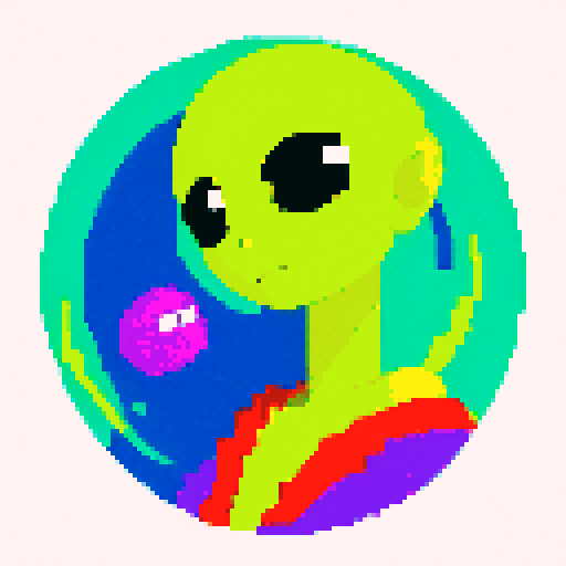 alien, vibrant colors, retro 8-bit, low resolution, extraterrestrial beings, blank background, pixel art, sRGB
