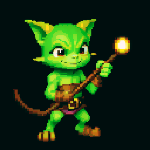 A cunning and agile goblin with light armor, a lockpicking set, and a mischievous grin. It has quick hands and a sly expression, adept at sneaking and stealing. No background.
