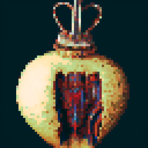 Royal Heart, vibrant colors, distorted figures, intricate details, precise pixelation
