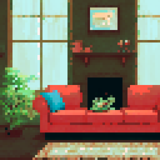 In the cozy ambiance of a dimly lit room, a small, jovial frog perches comfortably upon a plush couch chair, its diminutive size emphasized by the vastness of the furniture. The flickering flames of a nearby fireplace cast a warm glow, enveloping the space in a soft, golden light, creating an atmosphere of comfort and relaxation. With a mug clasped delicately between its tiny webbed fingers, the contented frog takes a sip of steaming coffee, its expression reflecting pure bliss. Grandma house