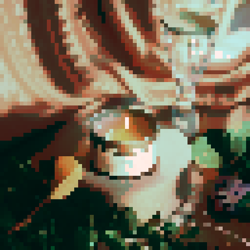 An enchanted candle casting a magical light throughout a cozy room.