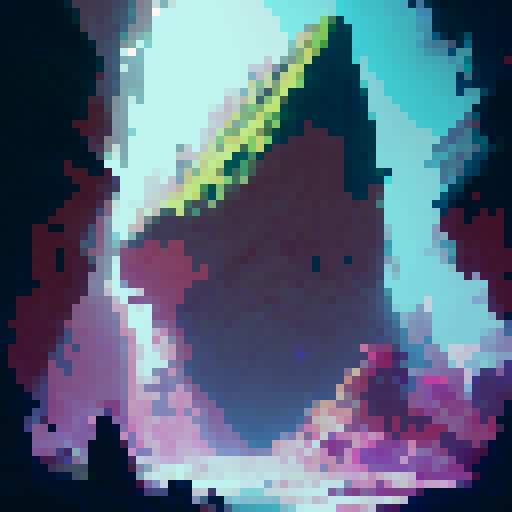 Crystal clear liquid cascading down rocky cliffs, nestled in the midst of a mystical forest, a bubbling spring of effervescent water radiates an otherworldly glow