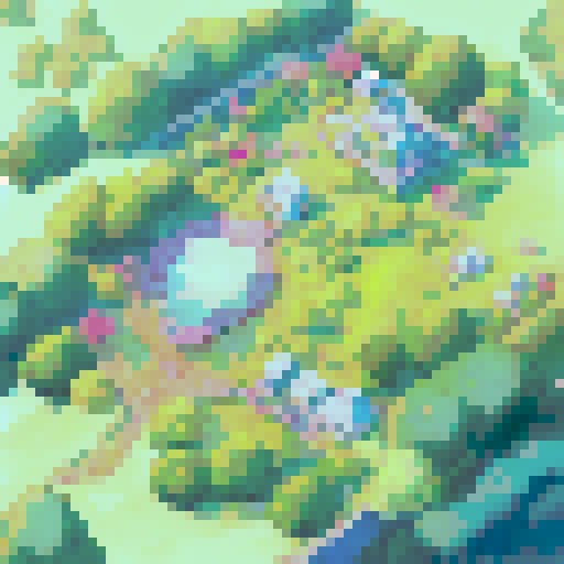 Scenery from elevated angle, farm village with fields, autumn