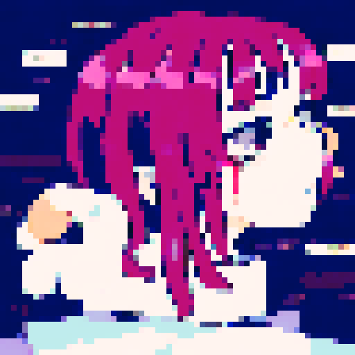 middle-part hair, secretary, female, Korean, suit, character portrait, close-up, anime style, pixel art