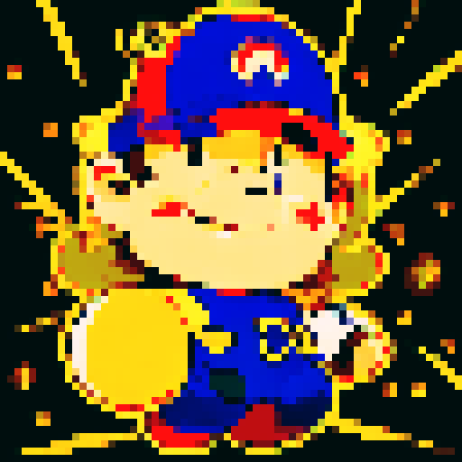 golden Mario coin, shiny surface, glimmering sparks, character portrait, close up, anime style, pixel art
