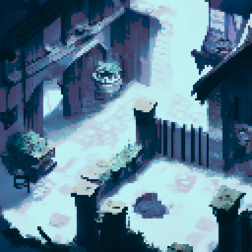 Eerie abandoned city ruins dark