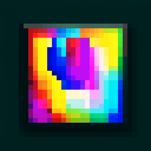 colorful art paintbrush, 32x32 badge style, bold black outline, vibrant sRGB colors