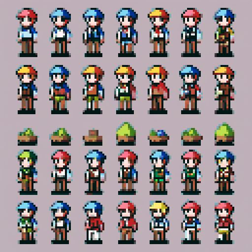 12 different cottagecore themed sprites 