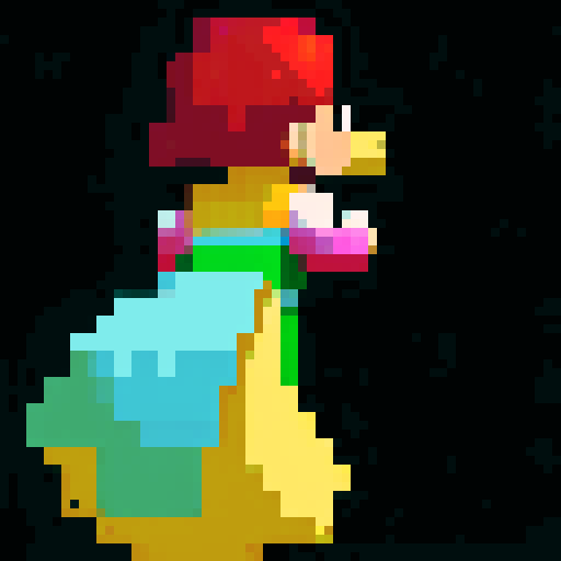 Back view of character.