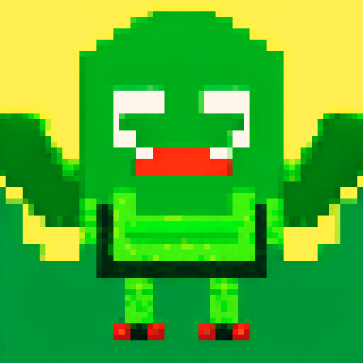 giant green monster with a mouth and wings, retro-style 16-bit

