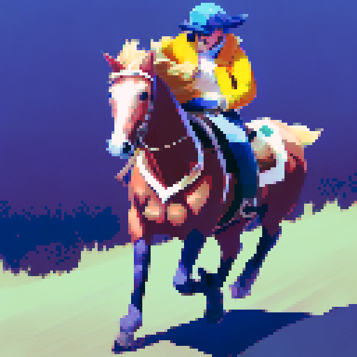 Cowboy riding a race horse in a horse racing stadium