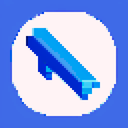 Pixel art of a thin blue stick, retro-style 16-bit, 8x8, simple design for a space survival game bullet, no background, transparent edges.