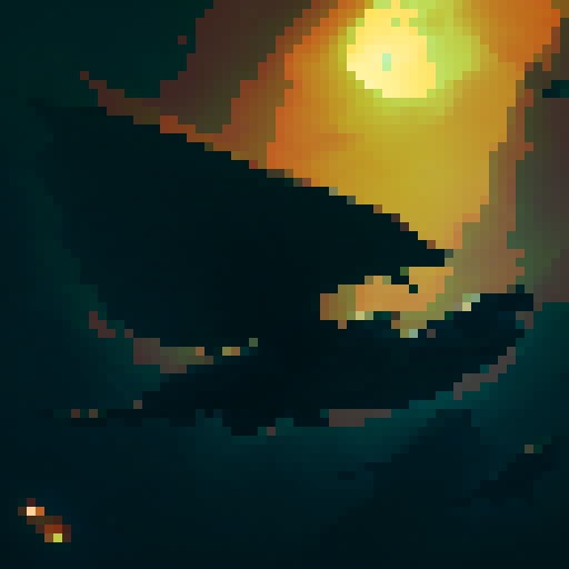 Giant dark monster bird, flying in to attack