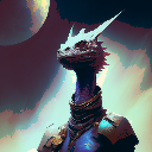 Blue and white scaled Basilisk in a fantasy RPG style