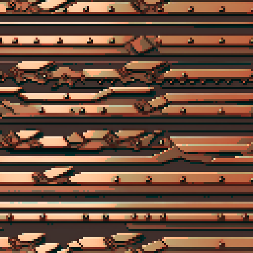 simple, geometrical copper tank treads. Steampunk. It should be seen from the left side with no perspective, on a solid-color background.