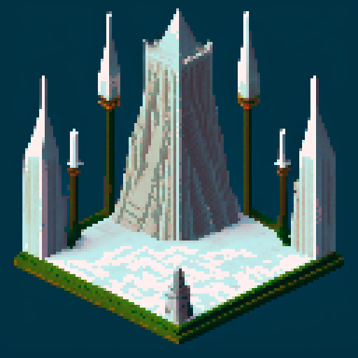 large, majestic, white marble Wizard Tower, detailed hex map Wizard Tower icon, intricate pixel art