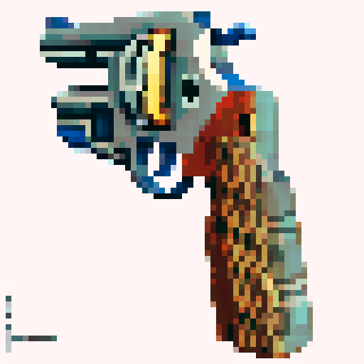 a revolver that is reloaded with a single blue bullet and is spun randomly