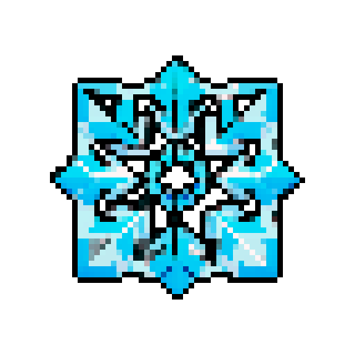 Create a simple and clean icon representing ice magic. The design should be minimalistic and convey the essence of cold and ice. Use cool colors like blue and white, and incorporate elements such as snowflakes, icicles, or frost. Ensure the icon is easily recognizable and visually appealing.