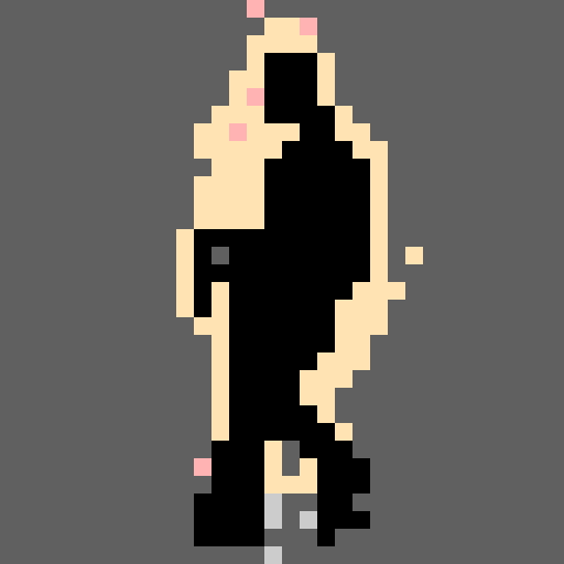 bald skin-colored guy, facing right, light gray longsleeve shirt, dark gray pants, black shoes, shiny, shaded, game icon, 32x32 pixel art, sRGB, skill art, full body, portrait, idle animation