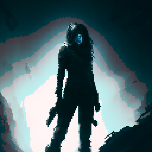 Dark and gritty, with a focus on shadows and sharp edges. 

        Knife-wielding, towering young woman with piercing eyes stands in a dimly-lit alleyway, her leather jacket and combat boots casting long shadows against the brick wall behind her.